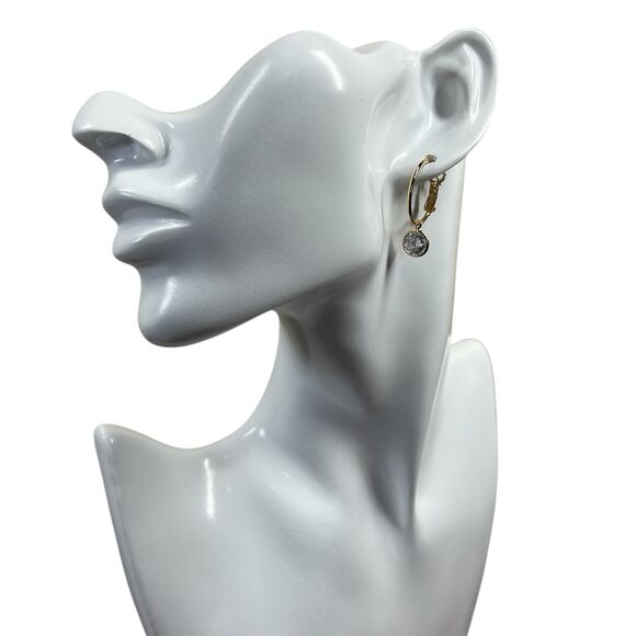 Earrings Golden Huggie Hoop / Crystal Charms Fashion Drop Dangle Earrings Royal - Picture 2 of 6